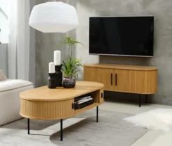 Ława drewniana Gativel 120x60 cm lamele dąb naturalny
