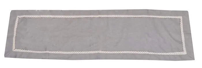 Bieżnik Rattve 140x40 cm szary z koronką