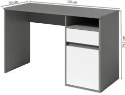Biurko Billa z szufladą i szafką 120 cm grafit / biały