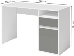 Biurko Billa z szufladą i szafką 120 cm biały / grafit
