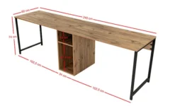 Biurko dwuosobowe Obvity 240x60 cm z półkami sosna