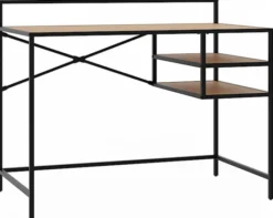 Biurko Koneso 110cm z dwoma półkami dąb/czarny