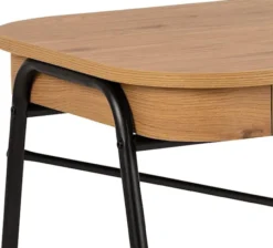 Biurko Lizeno 120x60 cm z dwoma szufladami na czarnej metalowej podstawie naturalny mat