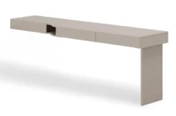 Biurko młodzieżowe prawe Woow z trzema szufladami i wnęką 210 cm szampański/clay grey