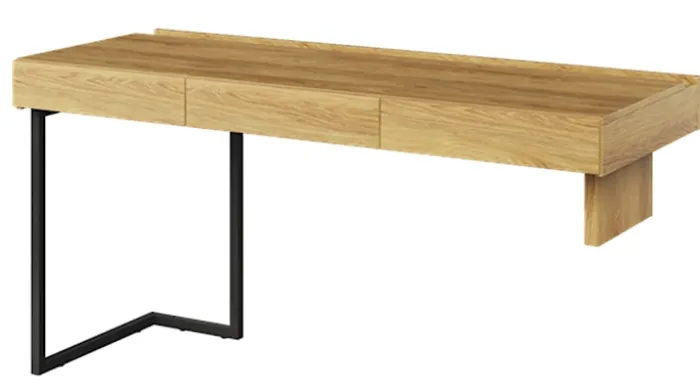 Biurko narożne Teen Flex prawe/lewe z szufladami 150 cm Hikora naturalna / raw steel