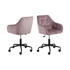 Fotel biurowy tapicerowany Dianerco pudrowy róż welur