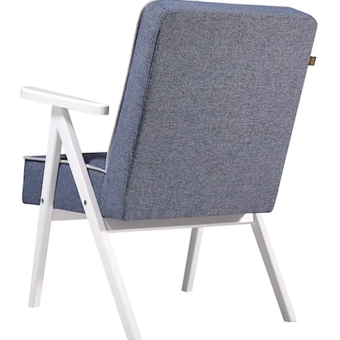Fotel MidCentury niebiesko jasnoszary łatwoczyszczący