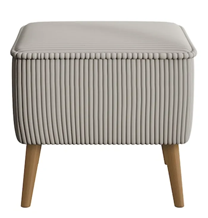 Fotel wypoczynkowy z podnóżkiem uszak Vence jasnoszary sztruks nóżki buk
