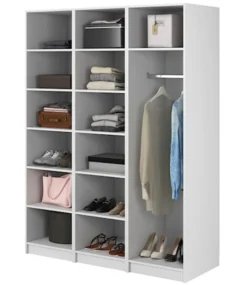 Garderoba Kaspe z drążkiem i podwójnymi półkami 150 cm Biała