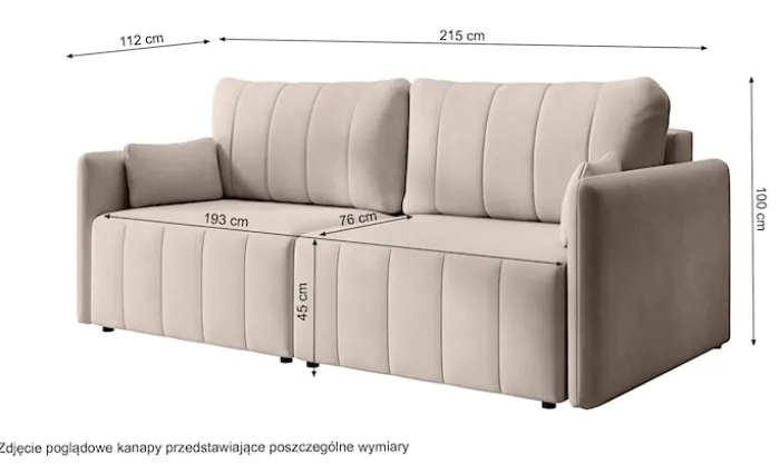 Kanapa rozkładana do narożnika Pierra z pojemnikiem kremowa velvet hydrofobowa