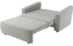 Kanapa rozkładana dwuosobowa Stevio 150 cm z pojemnikiem szarobeżowa szenil hydrofobowy