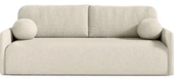 Kanapa rozkładana Glove z pojemnikiem na pościel beżowa boucle