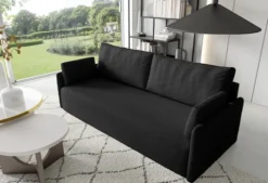 Kanapa rozkładana Mino z pojemnikiem na pościel grafitowa boucle