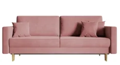 Kanapa rozkładana trzyosobowa Valico różowa velvet hydrofobowy