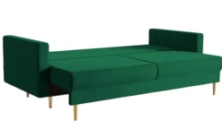 Kanapa rozkładana trzyosobowa Valico zielona velvet hydrofobowy