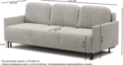 Kanapa rozkładana trzyosobowa Hamiel z pojemnikiem granatowa velvet hydrofobowy