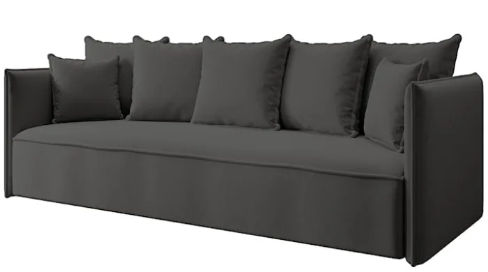 Kanapa rozkładana trzyosobowa Calabrio z pojemnikiem velvet ciemnoszara łatwoczyszcząca