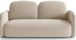 Kanapa rozkładana trzyosobowa Ravelio z pojemnikiem jasnobeżowa szenil