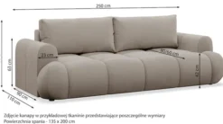 Kanapa rozkładana trzyosobowa Ombo Doce z pojemnikiem oliwkowa welur hydrofobowy