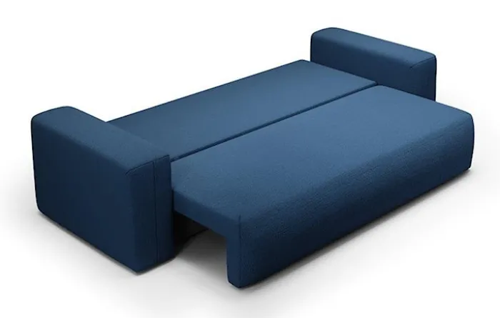 Kanapa rozkładana trzyosobowa Lummi z pojemnikiem granatowa szenil hydrofobowy
