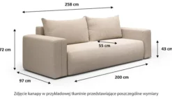 Kanapa rozkładana trzyosobowa Lummi z pojemnikiem jasnoszara szenil hydrofobowy