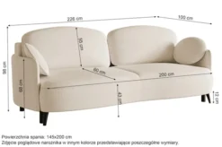 Kanapa rozkładana trzyosobowa Raviolo z pojemnikiem jasnobeżowa boucle nóżki czarne