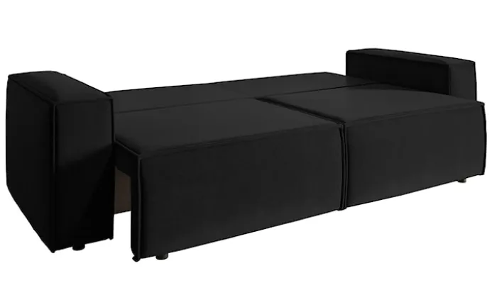 Kanapa rozkładana trzyosobowa Copertino czarna welur hydrofobowy