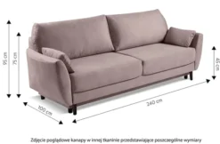Kanapa rozkładana trzyosobowa Toivola z pojemnikiem beżowa velvet hydrofobowa