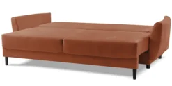 Kanapa rozkładana trzyosobowa Toivola z pojemnikiem miedziana velvet hydrofobowa