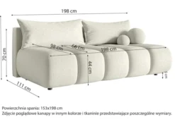 Kanapa trzyosobowa Dandelino Mini z funkcją spania beżowa plecionka
