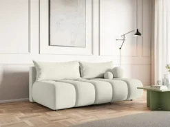 Kanapa trzyosobowa Dandelino Mini z funkcją spania kremowa boucle