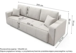 Kanapa trzyosobowa Wind z pojemnikiem granatowa szenil