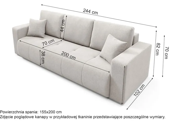 Kanapa trzyosobowa Wind z pojemnikiem granatowa szenil