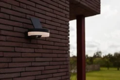 Kinkiet zewn臋trzny Runda LED solarny bia艂o-szary