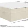Łóżko kontynentalne Baseo wysokie 140x200 cm bez wezgłowia z pojemnikami i topperem jasnoszare welur hydrofobowy