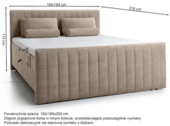 Łóżko kontynentalne Lullabino 160x200 cm z pojemnikami i topperem szałwiowe sztruks