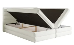 Łóżko kontynentalne 160x200 cm Alegre z topperem i dwoma pojemnikami białe szenil hydrofobowy