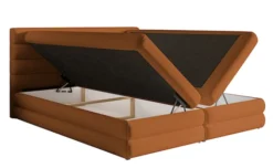 Łóżko kontynentalne 180x200 cm Alegre z topperem i dwoma pojemnikami miedziane szenil hydrofobowy