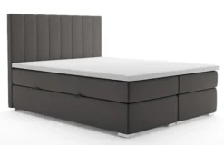 Łóżko kontynentalne 160x200 cm Alenna z pojemnikami i topperem ciemnoszare welur hydrofobowy