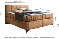 Łóżko kontynentalne 160x200 cm Beriano z pojemnikami i materacem popielate welur