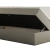 Łóżko kontynentalne 140x200 cm Carbini z pojemnikamii materacem bonellowym szarobeżowe welur hydrofobowy
