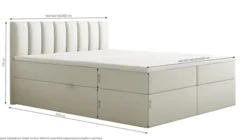 Łóżko kontynentalne 140x200 cm Carbini z pojemnikamii materacem bonellowym szarobeżowe welur hydrofobowy