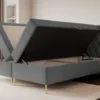 Łóżko kontynentalne 160x200 cm Caresso z materacem bonellowym i topperem niebieskoszare welur hydrofobowy