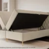 Łóżko kontynentalne 180x200 cm Caresso z materacem bonellowym i topperem jasnobrązowe szenil hydrofobowy