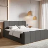 Łóżko kontynentalne 180x200 cm Cloudy II z pojemnikami i topperem ciemnoszare szenil hydrofobowy
