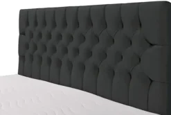 Łóżko kontynentalne 140x200 cm Daissy z pojemnikami i topperem ciemnoszare welur