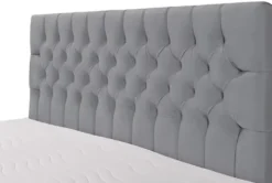 Łóżko kontynentalne 140x200 cm Daissy z pojemnikami i topperem szare welur