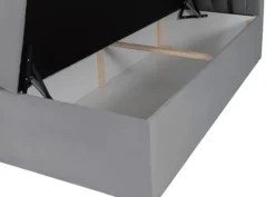 Łóżko kontynentalne 180x200 cm Daissy z pojemnikami i topperem szare welur