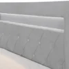 Łóżko kontynentalne 140x200 cm Goldess z pojemnikami i oświetleniem LED szare welwet