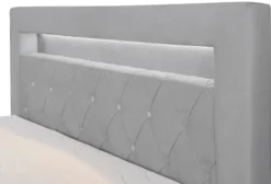 Łóżko kontynentalne 140x200 cm Goldess z pojemnikami i oświetleniem LED szare welwet